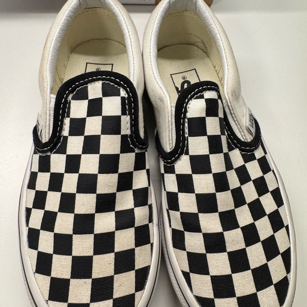 Vans Kids Black and White Checkered Slip-On Sneakers